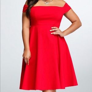 Red off the shoulders cocktail dress